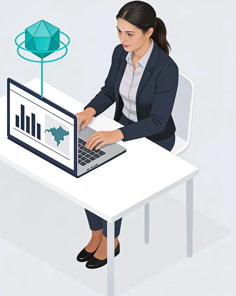 A practitioner working directly with MIQ on a laptop.